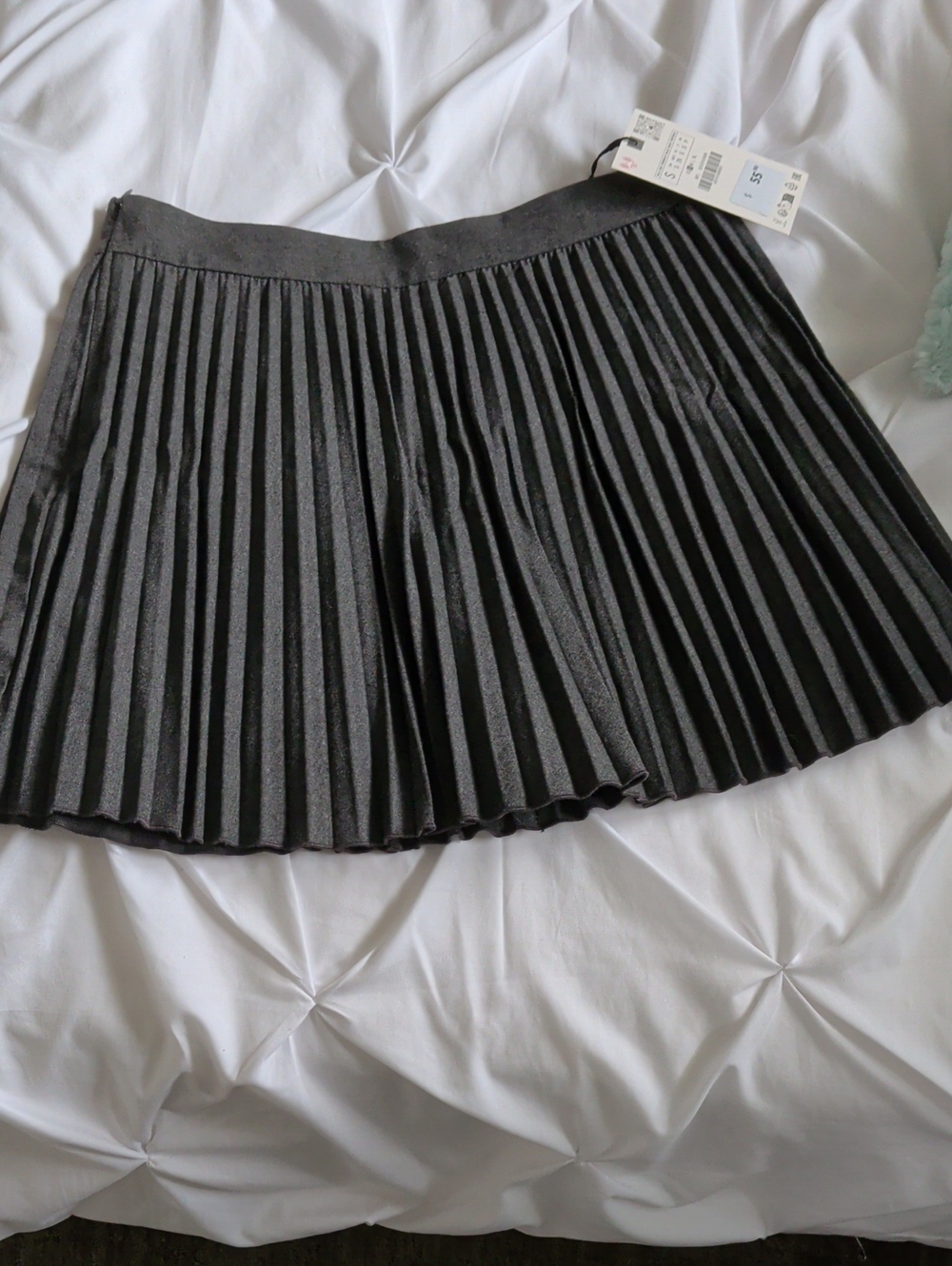 Zara Black Pleated Mini Skirt - Shimmery A-Line